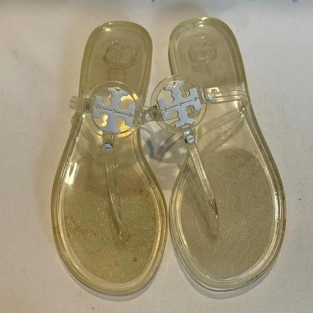 Tory Burch Clear Jelly Logo Thong Sandals